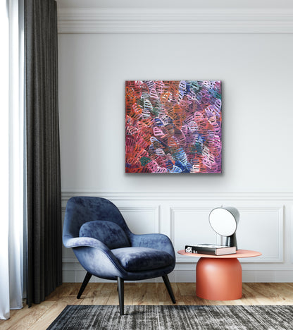 Emily Pwerle 'Awelye (Women's Ceremony) Atnwengerrp' painting 90x90cm