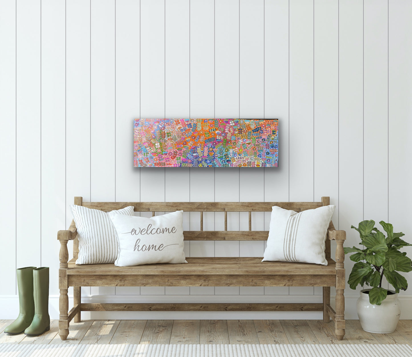 Joycie Morton Petyarre 'Bush Medicine' painting, 30x90cm 
