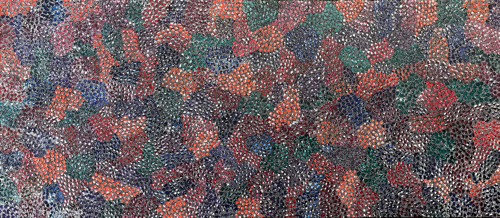 Eileen Bird Kngwarreye 'Arlatyeye (Pencil Yam) Dreaming' painting 80x183cm Multi
