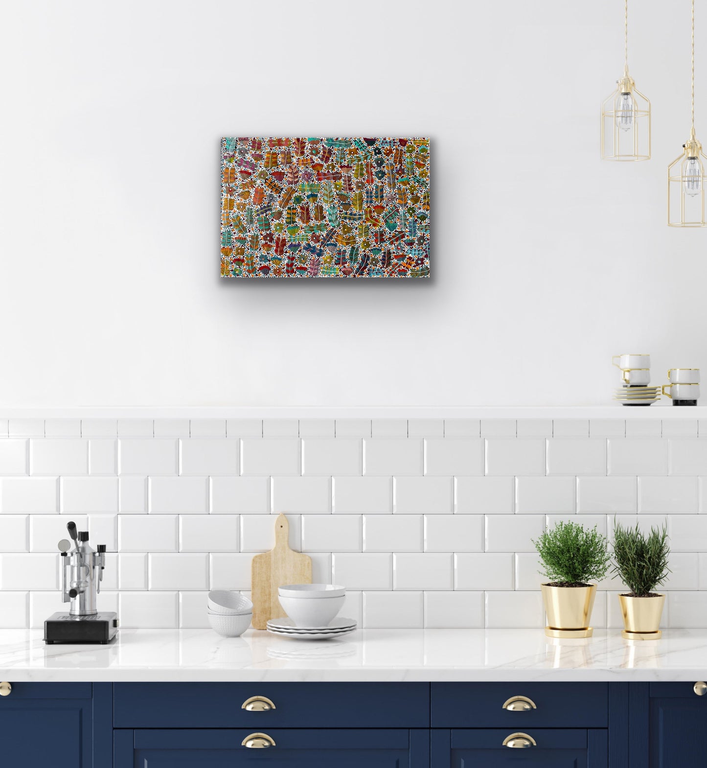 Joycie Morton Petyarre 'Bush Medicine' painting 30x90cm 