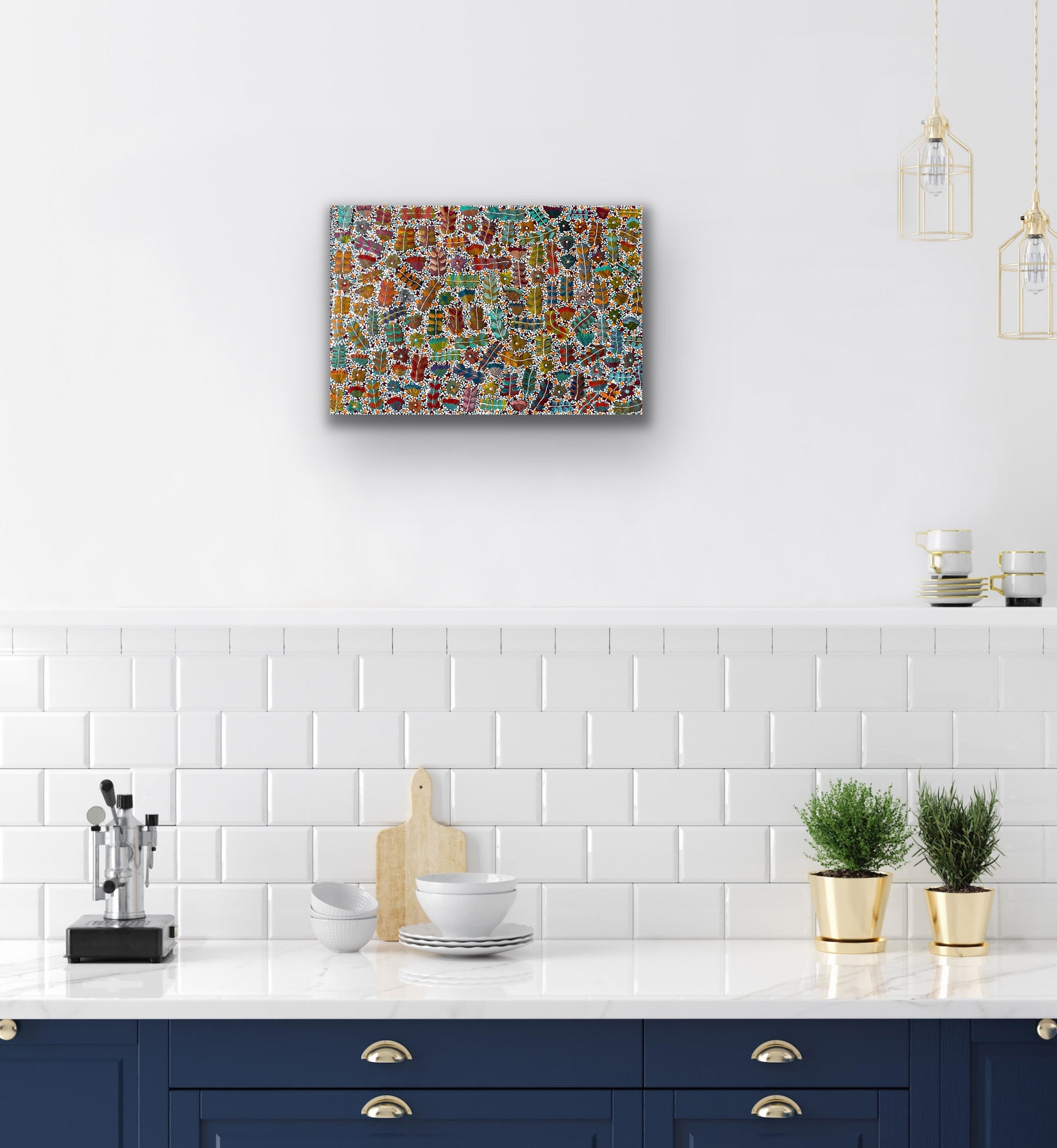 Joycie Morton Petyarre 'Bush Medicine' painting 30x90cm 