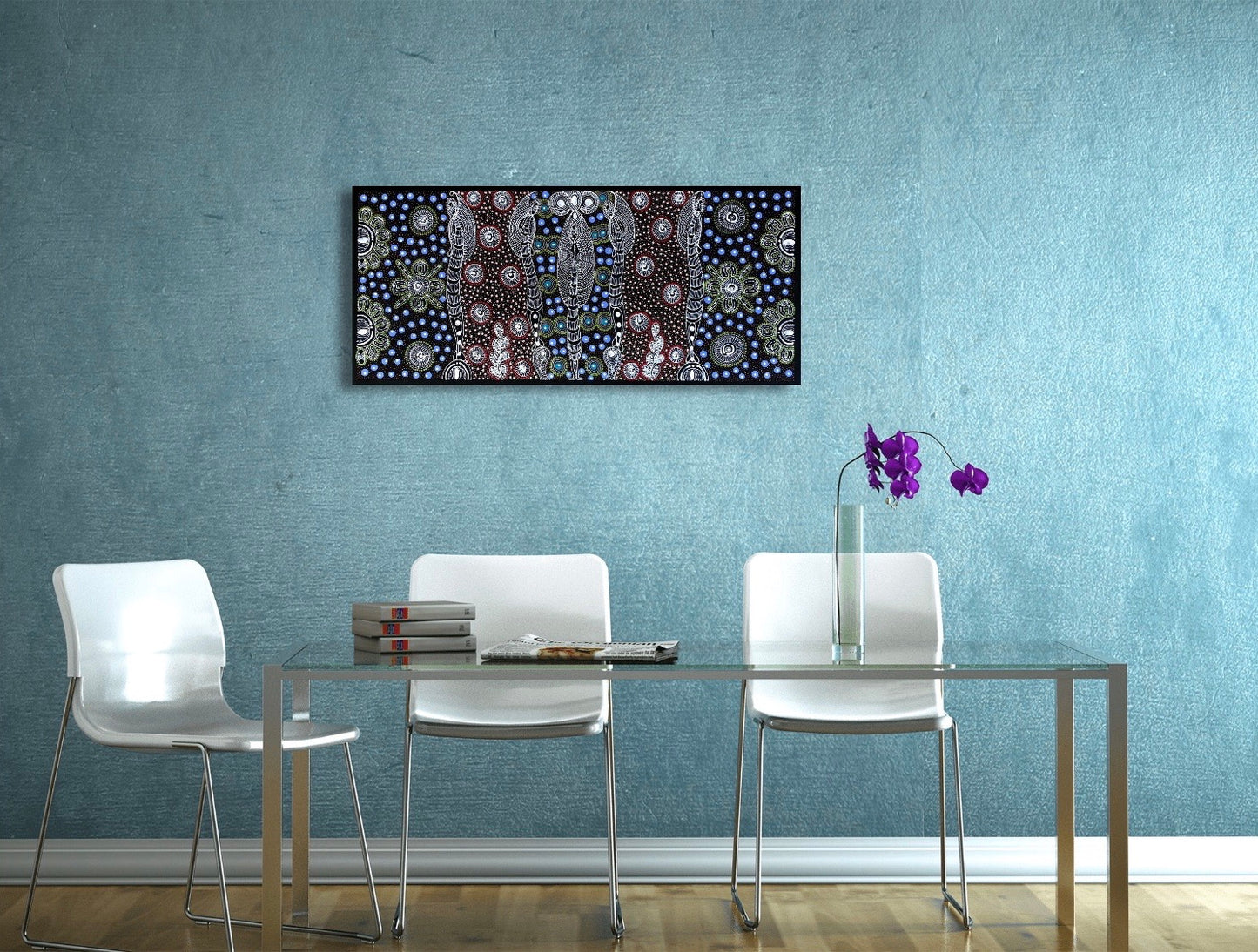 Colleen Wallace Nungarrayi 'Dreamtime Sisters' painting 44x100cm