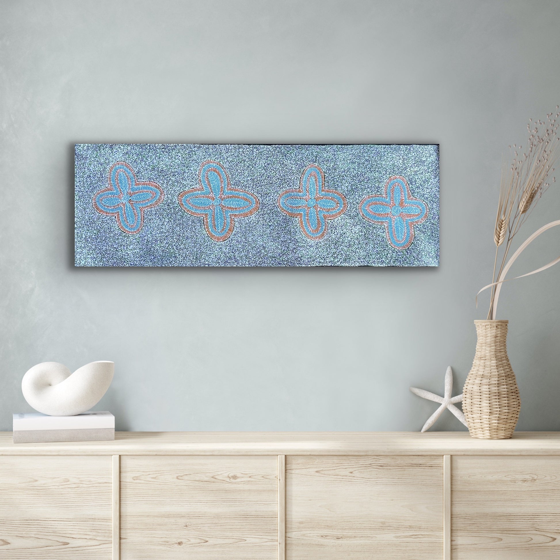 Audrey Morton Kngwarreye Ilyarnayt Flower painting 89x30cm