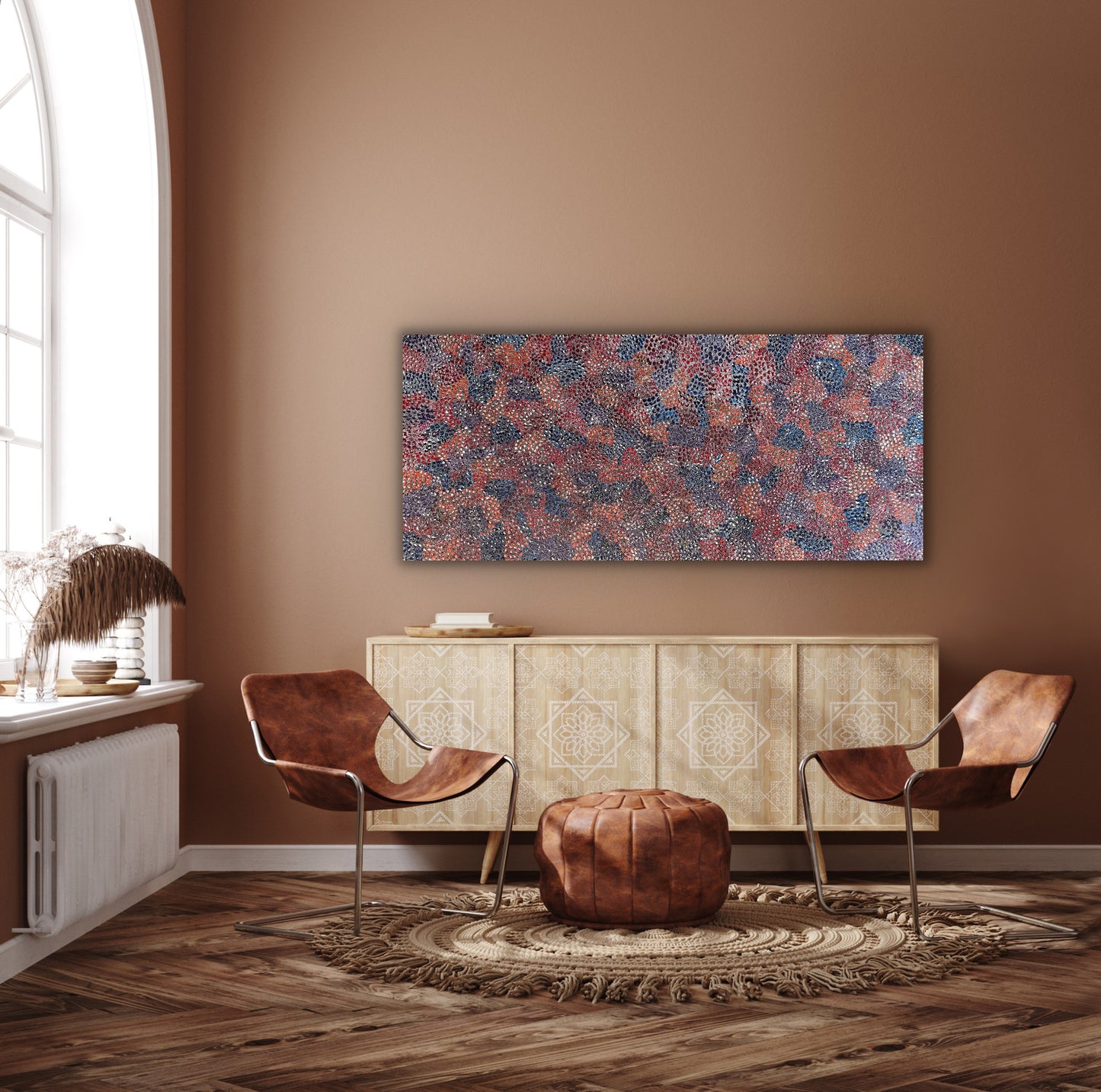 Eileen Bird Kngwarreye 'Arlatyeye (Pencil Yam) Dreaming' painting 80x183cm Multi
