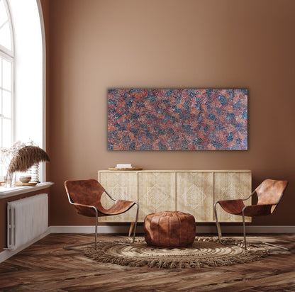 Eileen Bird Kngwarreye 'Arlatyeye (Pencil Yam) Dreaming' painting 80x183cm Multi
