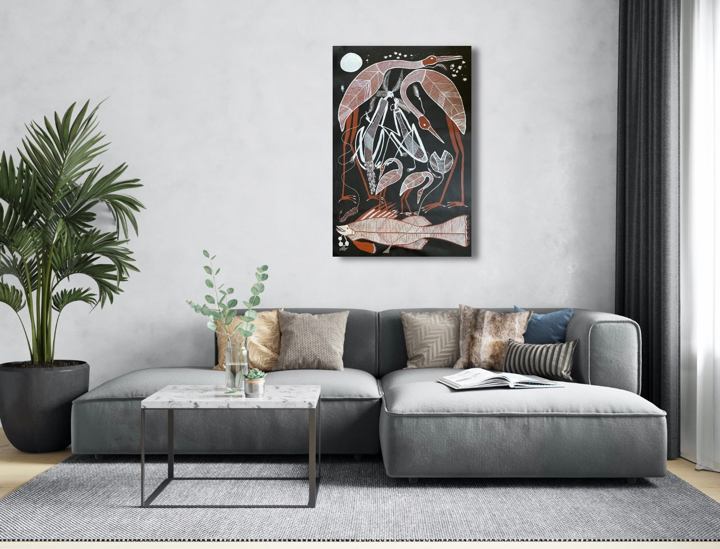 Eddie Blitner 'Million dollar fish' painting 94x144cm