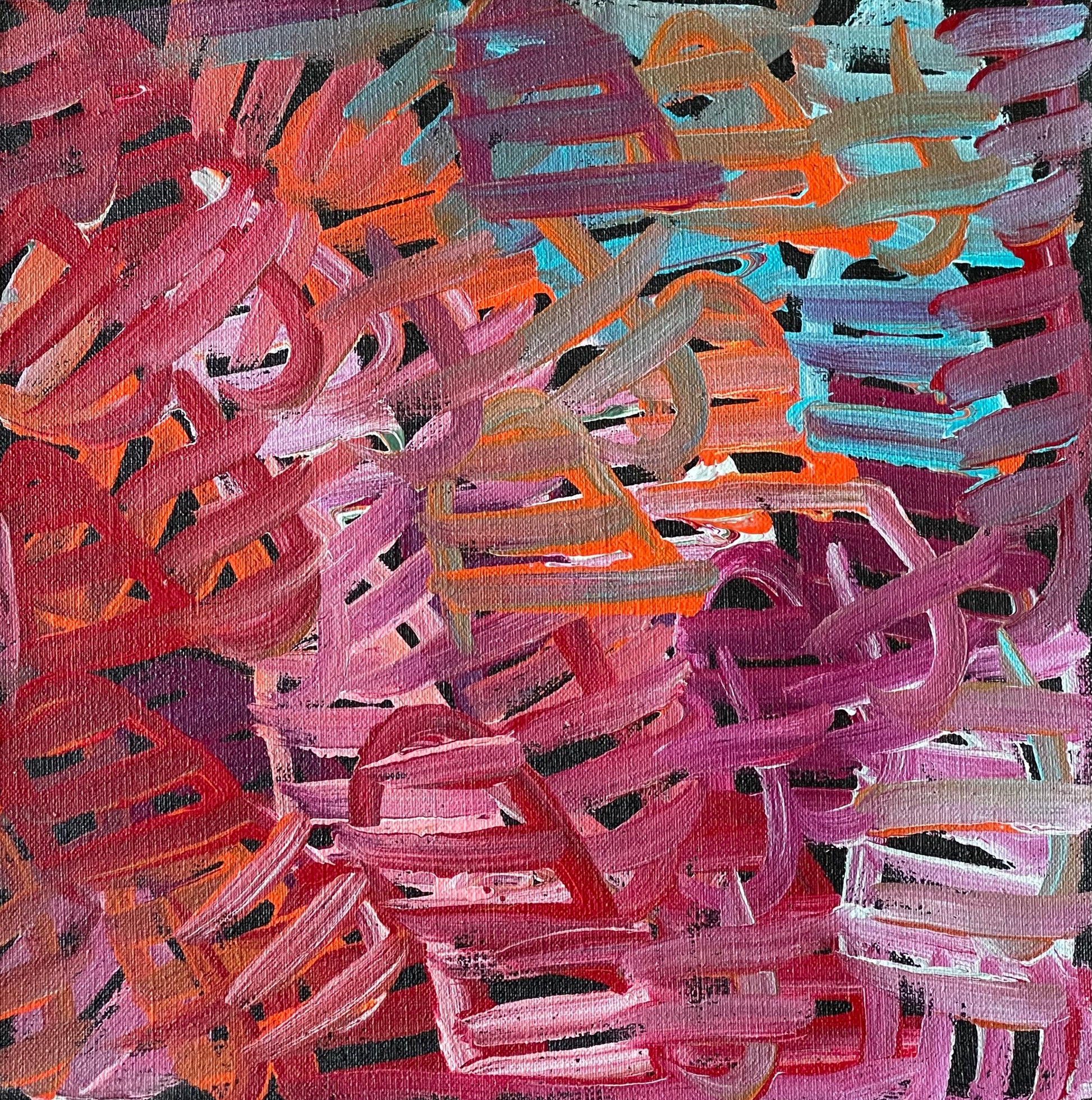 Emily Pwerle 'Awelye (Women's Ceremony) Atnwengerrp' painting 30x30cm Multicoloured