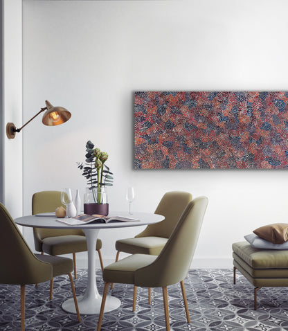 Eileen Bird Kngwarreye 'Arlatyeye (Pencil Yam) Dreaming' painting 80x183cm Multi