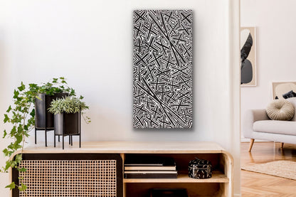 Kenneth Jungarrayi Martin 'Budgerigar Dreaming' painting in modern apartment decor