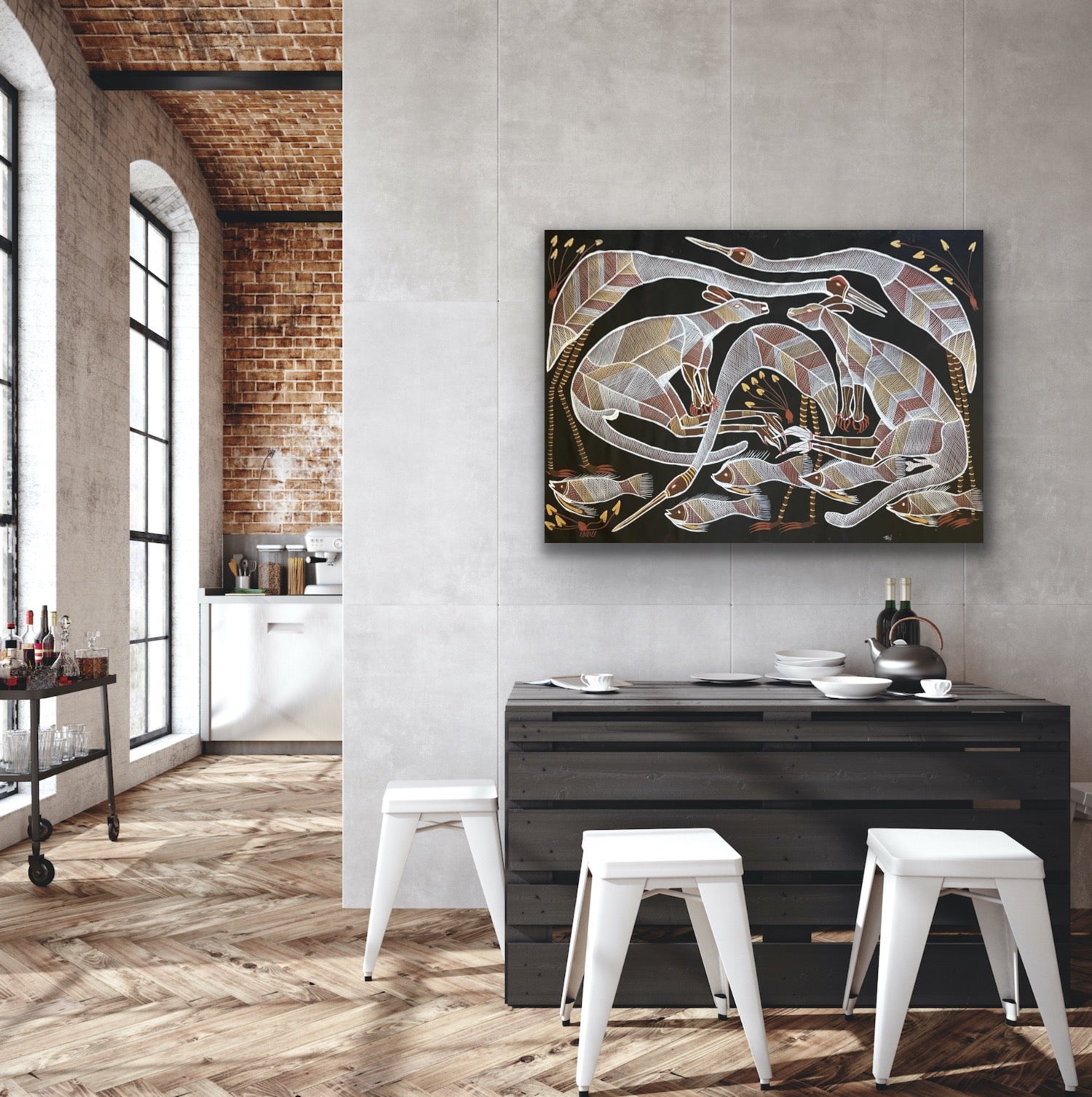 Eddie Blitner 'Billabong Scene' painting 95x147cm