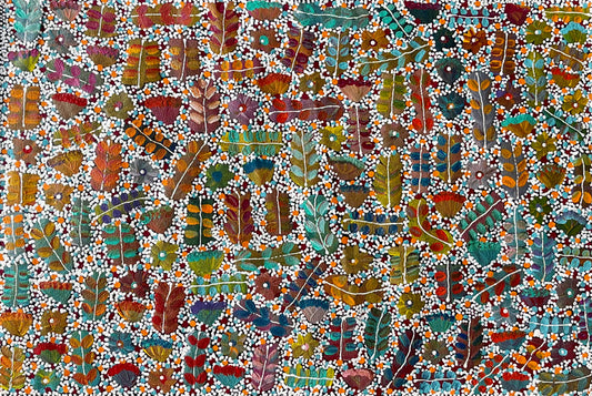 Joycie Morton Petyarre 'Bush Medicine' painting 30x90cm 