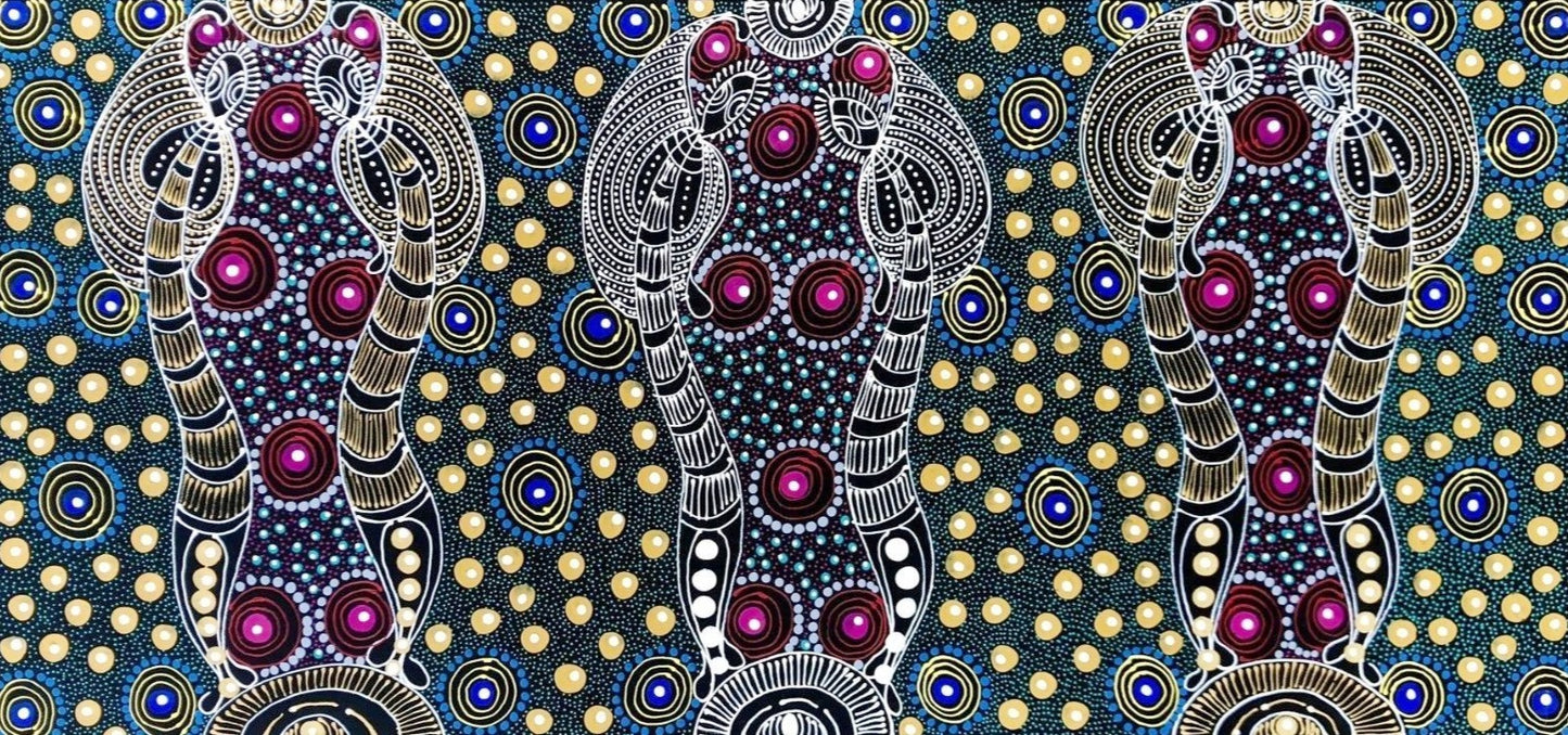 Colleen Wallace Nungarrayi 'Dreamtime Sisters' painting 45x90cm