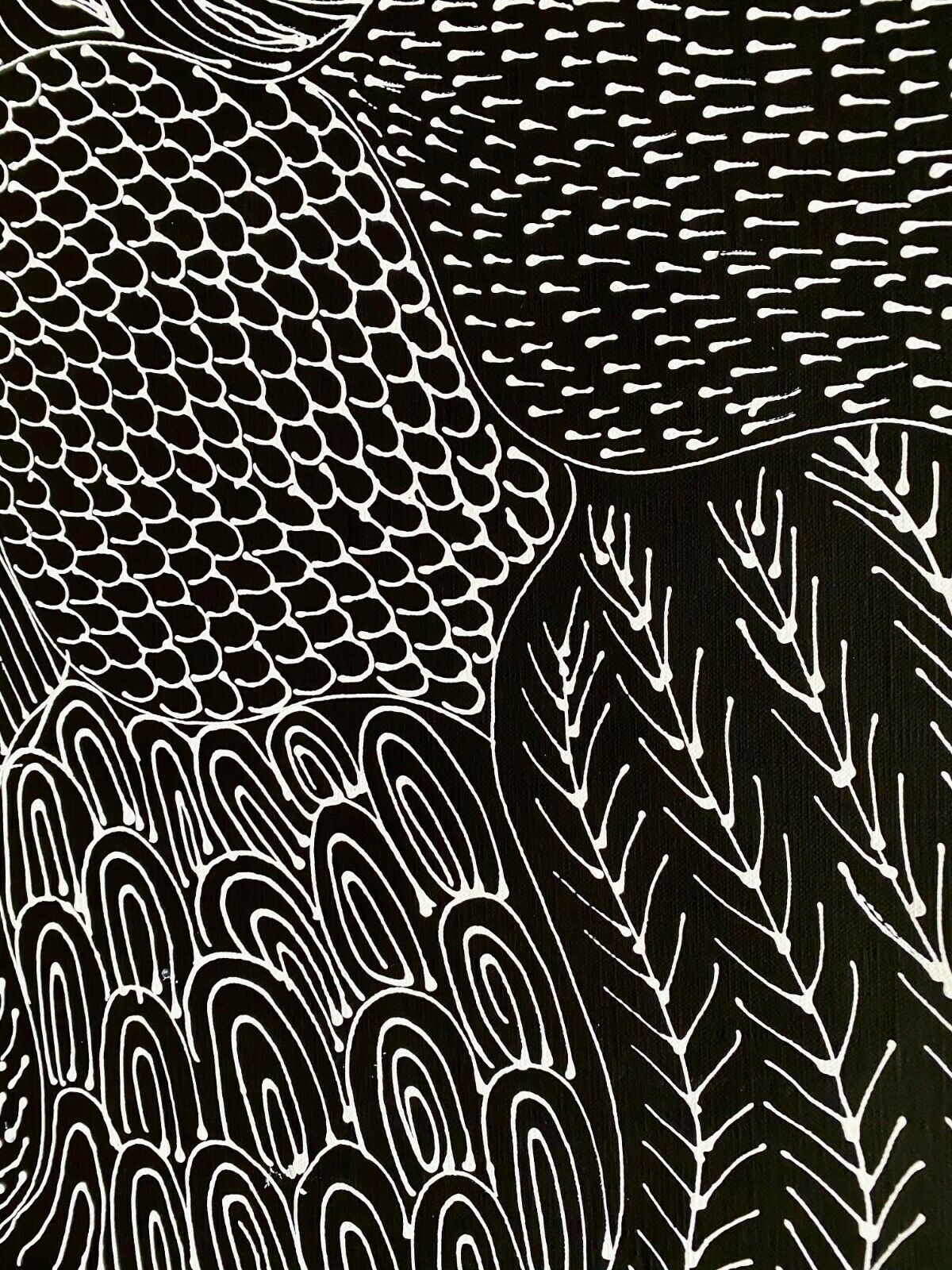 Freda Price Pitjara 'My Country' painting 100x50cm Black and White