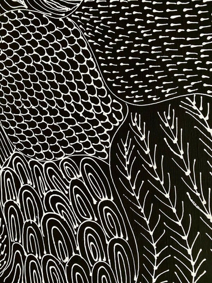 Freda Price Pitjara 'My Country' painting 100x50cm Black and White