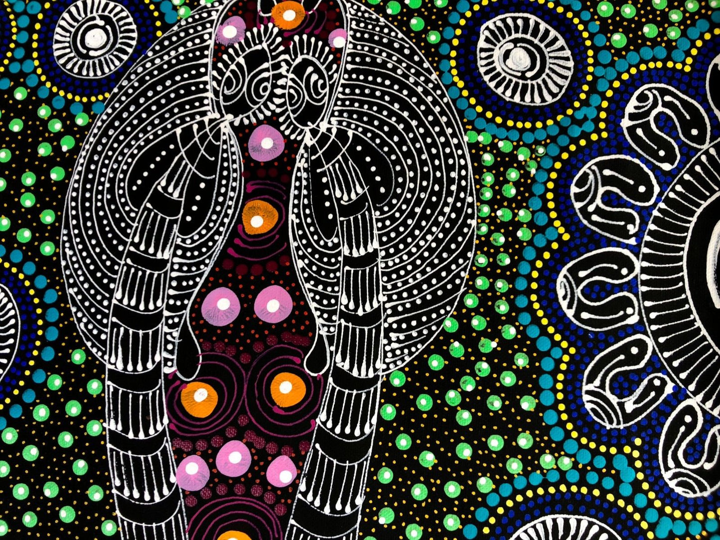 Colleen Wallace Nungarrayi 'Dreamtime Sisters' painting 45x90cm