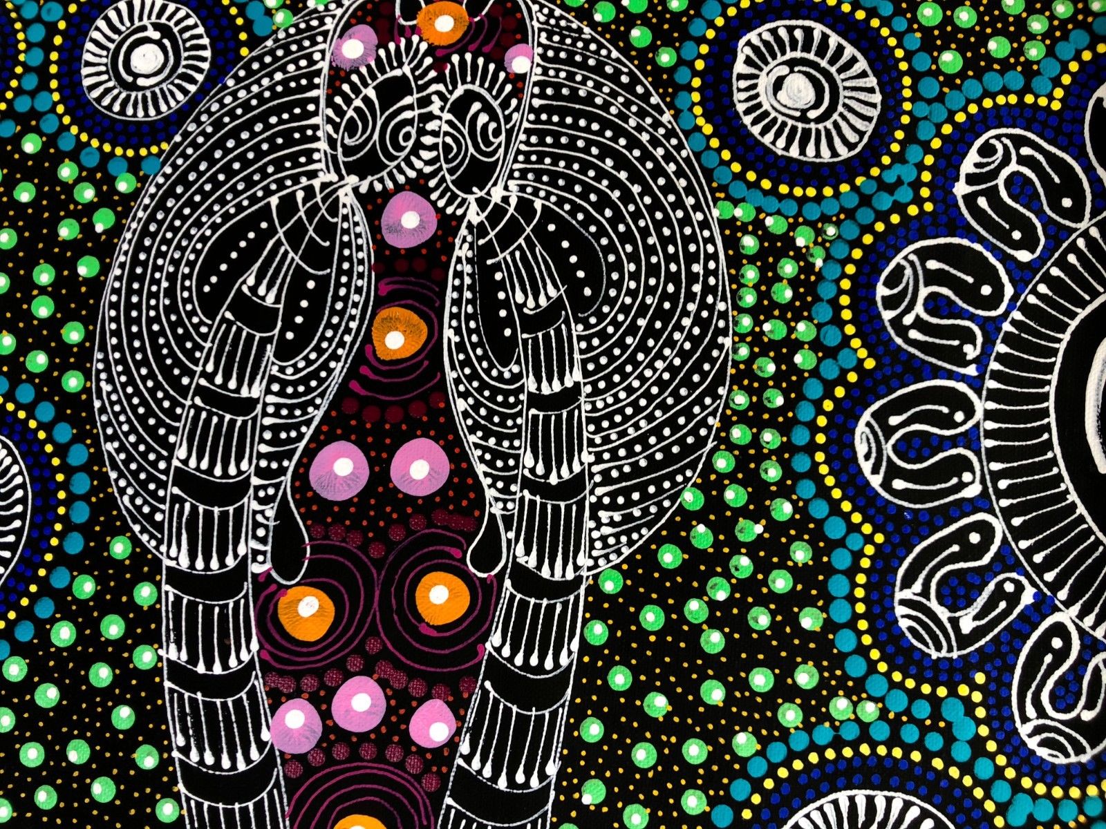 Colleen Wallace Nungarrayi 'Dreamtime Sisters' painting 45x90cm