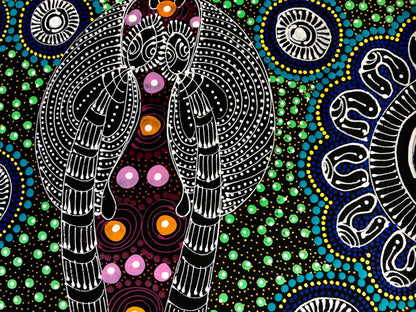 Colleen Wallace Nungarrayi 'Dreamtime Sisters' painting 45x90cm