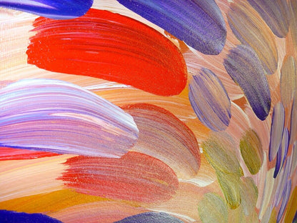 Gloria Petyarre 'Bush Medicine Leaves' painting 90x119cm Large Leaf style Multicoloured