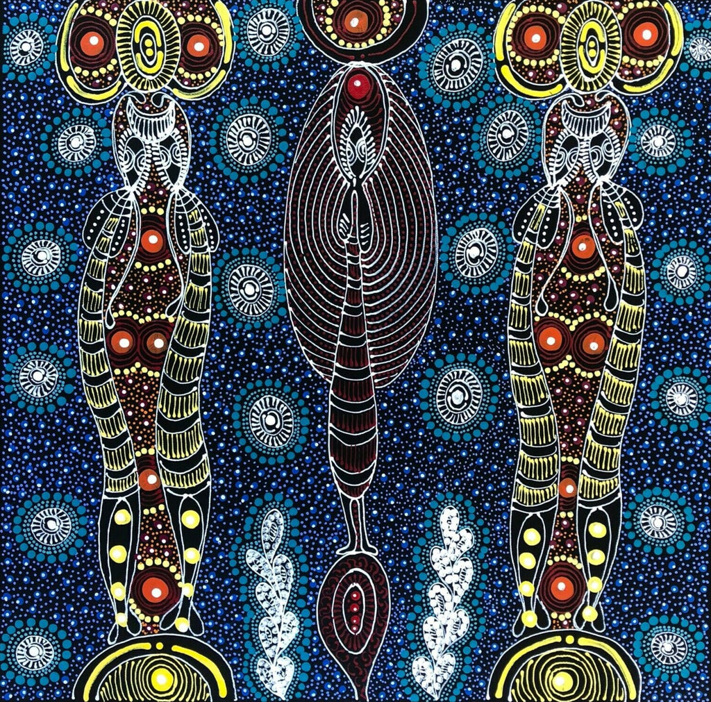 Colleen Wallace Nungarrayi 'Dreamtime Sisters' painting 45x45cm